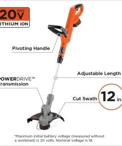 Promo 👏 BLACK+DECKER Trimmers & Edgers 20-Volt Max 12-in Straight Cordless String Trimmer with Edger Capable (Battery Included) 🔔 -Deals Outdoor Tools Store 04965302