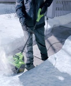 Promo 😍 Greenworks Snow Blowers 8-Amp 12-in Corded Electric Snow Blower 🧨 -Deals Outdoor Tools Store 08567999