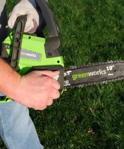 Hot Sale 🌟 Greenworks Chainsaws & Pole Saws 24-Volt 10-in Cordless Electric Chainsaw 2 Ah (Battery & Charger Included) 🧨 -Deals Outdoor Tools Store 08868242