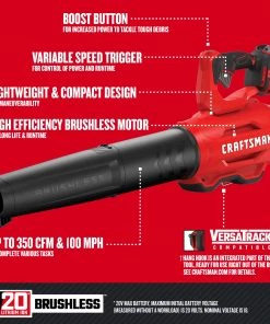Best deal 👍 CRAFTSMAN Leaf Blowers V20 20-volt Max 350-CFM Brushless Handheld Cordless Electric Leaf Blower (Battery Included) ⌛ -Deals Outdoor Tools Store 09806759