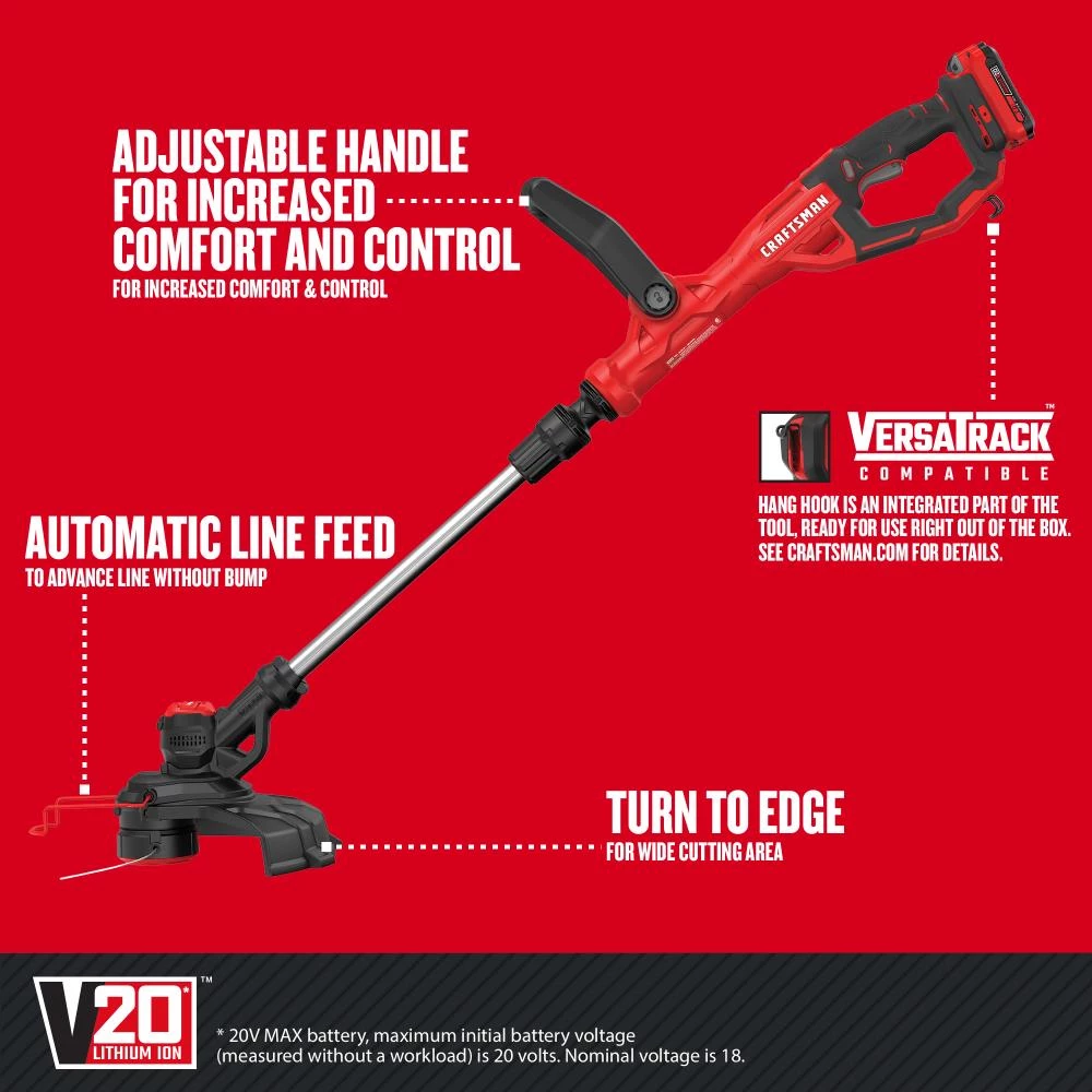 Cheap 🔔 CRAFTSMAN Trimmers & Edgers WEEDWACKER V20 20-Volt Max 13-in Straight Cordless String Trimmer with Edger Capable (Battery Included) 💯 3 Cheap 🔔 CRAFTSMAN Trimmers & Edgers WEEDWACKER V20 20-Volt Max 13-in Straight Cordless String Trimmer with Edger Capable (Battery Included) 💯 - Image 3