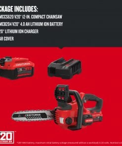 Best reviews of 🔔 CRAFTSMAN Chainsaws & Pole Saws V20 20-volt Max 12-in Cordless Electric Chainsaw 4 Ah (Battery & Charger Included) 🎁 -Deals Outdoor Tools Store 09832614