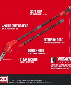 Outlet 🎁 CRAFTSMAN Chainsaws & Pole Saws V20 20-Volt Max 8-in Cordless Electric Pole Saw (Battery & Charger Included) 🌟 -Deals Outdoor Tools Store 09832630