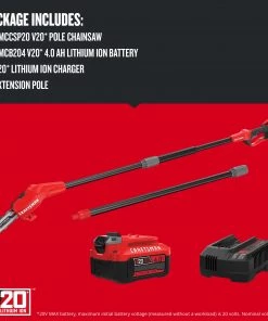 Outlet 🎁 CRAFTSMAN Chainsaws & Pole Saws V20 20-Volt Max 8-in Cordless Electric Pole Saw (Battery & Charger Included) 🌟 -Deals Outdoor Tools Store 09832631