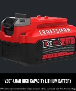 Best Pirce 🤩 CRAFTSMAN Power Equipment Parts 20-Volt Max 4 Ah Rechargeable Lithium Ion (Li-Ion) Cordless Power Equipment Battery ✔️ -Deals Outdoor Tools Store 09999559