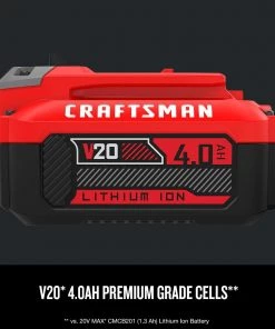 Best Pirce 🤩 CRAFTSMAN Power Equipment Parts 20-Volt Max 4 Ah Rechargeable Lithium Ion (Li-Ion) Cordless Power Equipment Battery ✔️ -Deals Outdoor Tools Store 09999560