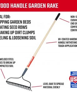 Best deal 😀 CRAFTSMAN Lawn & Garden Hand Tools 57.25-in L Wood-Handle Welded Steel Garden Rake ✔️ -Deals Outdoor Tools Store 10004920