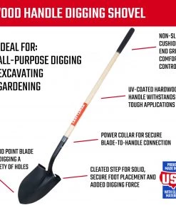 Promo 😀 CRAFTSMAN Lawn & Garden Hand Tools 55-in Wood Handle Digging Shovel 😍 -Deals Outdoor Tools Store 10004923