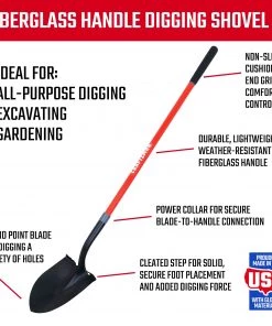 Outlet 🎉 CRAFTSMAN Lawn & Garden Hand Tools 55-in Fiberglass Handle Digging Shovel ⭐ -Deals Outdoor Tools Store 10062788