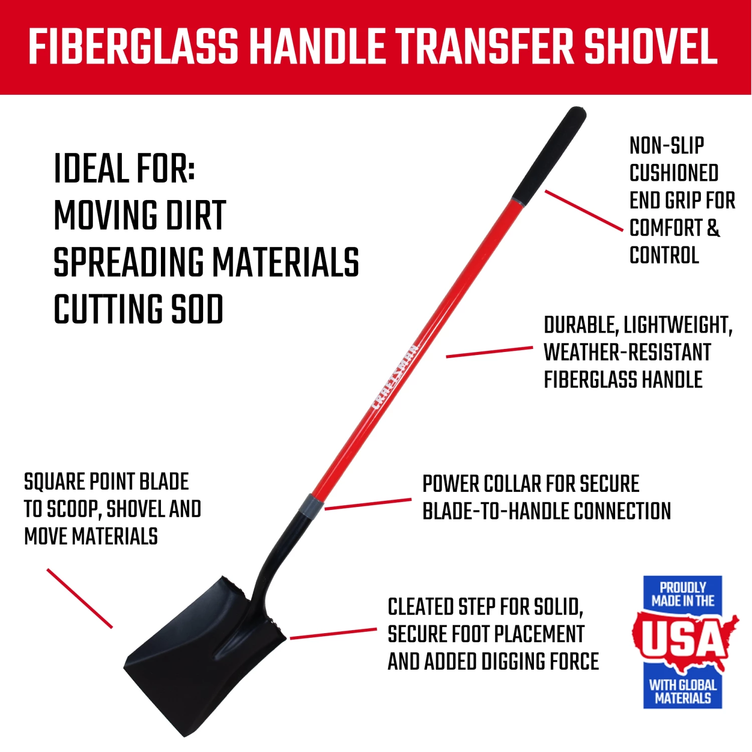 Brand new ⭐ CRAFTSMAN Lawn & Garden Hand Tools 55-in Fiberglass Handle Transfer Shovel ⌛ 5 Brand new ⭐ CRAFTSMAN Lawn & Garden Hand Tools 55-in Fiberglass Handle Transfer Shovel ⌛ - Image 5