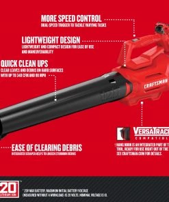 Flash Sale 🛒 CRAFTSMAN Leaf Blowers 20-volt Max 340-CFM Handheld Cordless Electric Leaf Blower (Battery & Charger Included) 🎁 -Deals Outdoor Tools Store 11426721