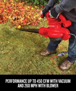 Budget ✨ CRAFTSMAN Leaf Blowers 12-Amp 450-CFM 260-MPH Corded Electric Leaf Blower (Vacuum Kit Included) 👏 -Deals Outdoor Tools Store 11736192