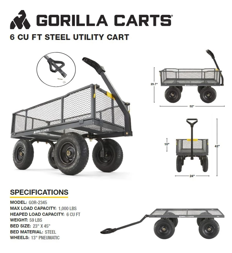New ๐ Gorilla Carts Wheelbarrows & Yard Carts 6-cu ft Steel Yard Cart ๐ 11 New ๐ Gorilla Carts Wheelbarrows & Yard Carts 6-cu ft Steel Yard Cart ๐ - Image 11