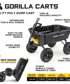 Brand new 🧨 Gorilla Carts Wheelbarrows & Yard Carts 7-cu ft Poly Yard Cart 🎁 -Deals Outdoor Tools Store 15092922