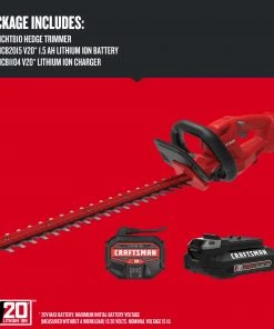 Best reviews of 🔥 CRAFTSMAN Trimmers & Edgers 20-Volt Max 20-in Dual Cordless Electric Hedge Trimmer 1.5 Ah (Battery & Charger Included) ✨ -Deals Outdoor Tools Store 16728343