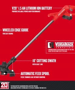 Outlet 🎉 CRAFTSMAN Trimmers & Edgers V20 20-volt Max 10-in Straight Cordless String Trimmerwith Edger Capable (Battery Included)) ✨ 13 Outlet 🎉 CRAFTSMAN Trimmers & Edgers V20 20-volt Max 10-in Straight Cordless String Trimmerwith Edger Capable (Battery Included)) ✨ -Deals Outdoor Tools Store 16728347