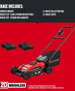Best Sale ✔️ CRAFTSMAN Lawn Mowers 2x20V 20-Volt Max Brushless 20-in Push Cordless Electric Lawn Mower 5 Ah (Battery and Charger Included) ✨ -Deals Outdoor Tools Store 40885455