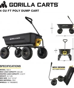 Best Pirce 👏 Gorilla Carts Wheelbarrows & Yard Carts 4-cu ft Poly Yard Cart 👏 -Deals Outdoor Tools Store 42044737