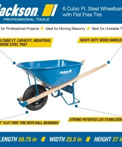 Outlet 💯 JACKSON Wheelbarrows & Yard Carts 6-cu ft Wheelbarrow Flat-free Tire(s) 👍 -Deals Outdoor Tools Store 42393275 scaled