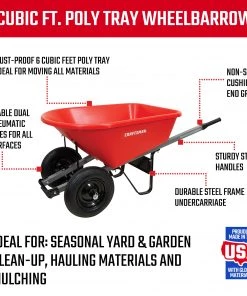 Deals ❤️ CRAFTSMAN Wheelbarrows & Yard Carts 6-cu ft Poly Wheelbarrow 💯 -Deals Outdoor Tools Store 46803488
